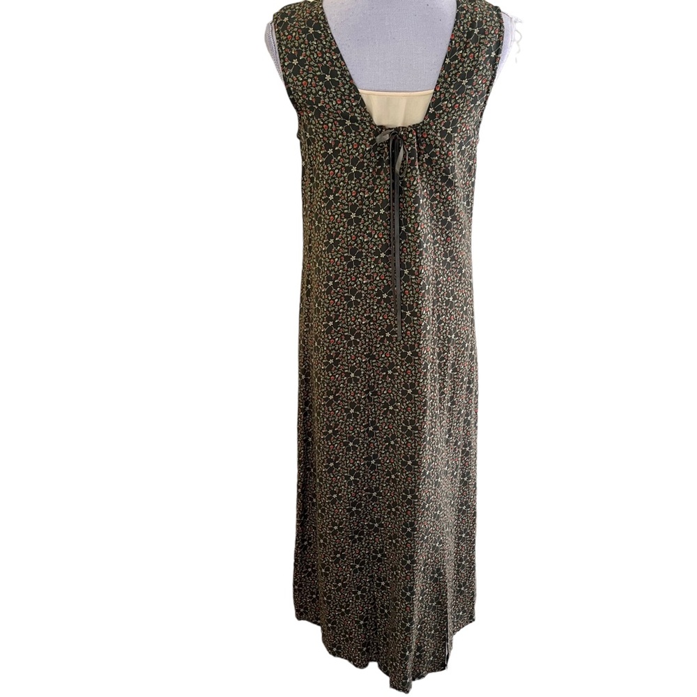 April Cornell Vintage Green with Yellow/Orange Ditsy Floral Maxi Dress S - Picture 6 of 13